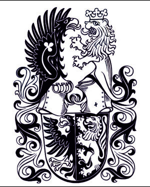 Wappen mit 2 Helmen in Stein