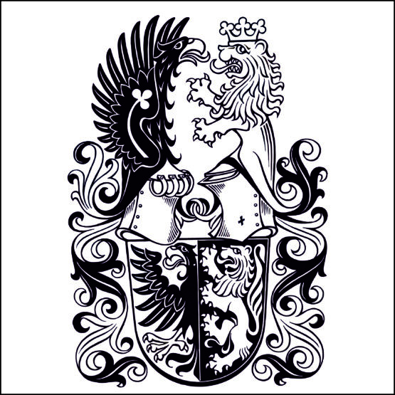 Wappen mit 2 Helmen in Stein